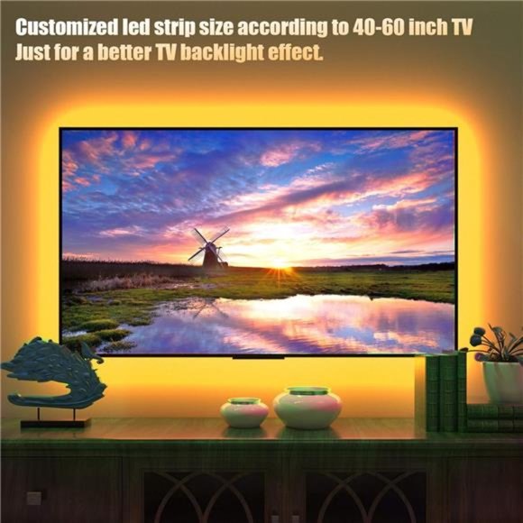 Tv Led Backlight,8.2ft Led Strip Lights for 40-60in Tv,USB Powered Tv Lights kit - Picture 3 of 6